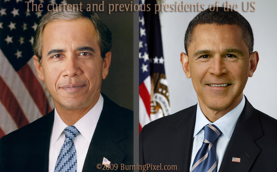 US presidents Bush and Obama, face swapped